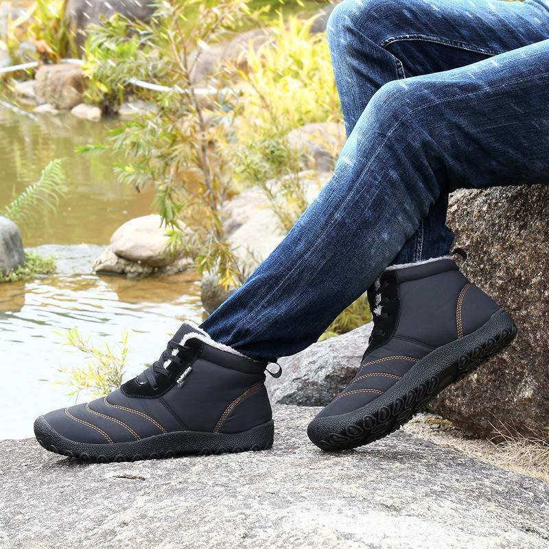 Men's Winter High-Top Plus Velvet Lace-Up Snow Boots for Middle-Aged and Elderly
