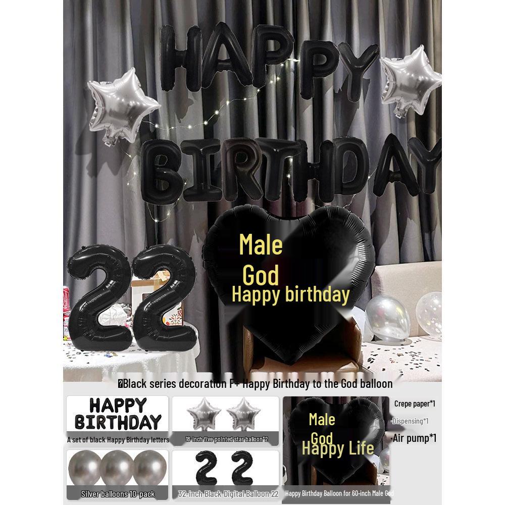 Elegant Birthday Decorations for Men: Number Balloons and High-Class Atmosphere for Husband or Boyfriend's Surprise Party.