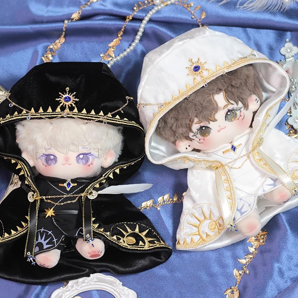 Niannyyhouse Plush Magic Cotton Doll 10cm/20cm Clothes, Robe, Belt, Cloak, Clothes, Dress-Up (Black, 20cm)