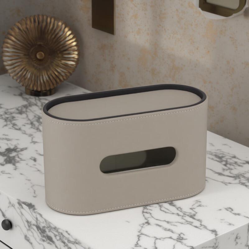 CMAOS Oval Leather Tissue Box