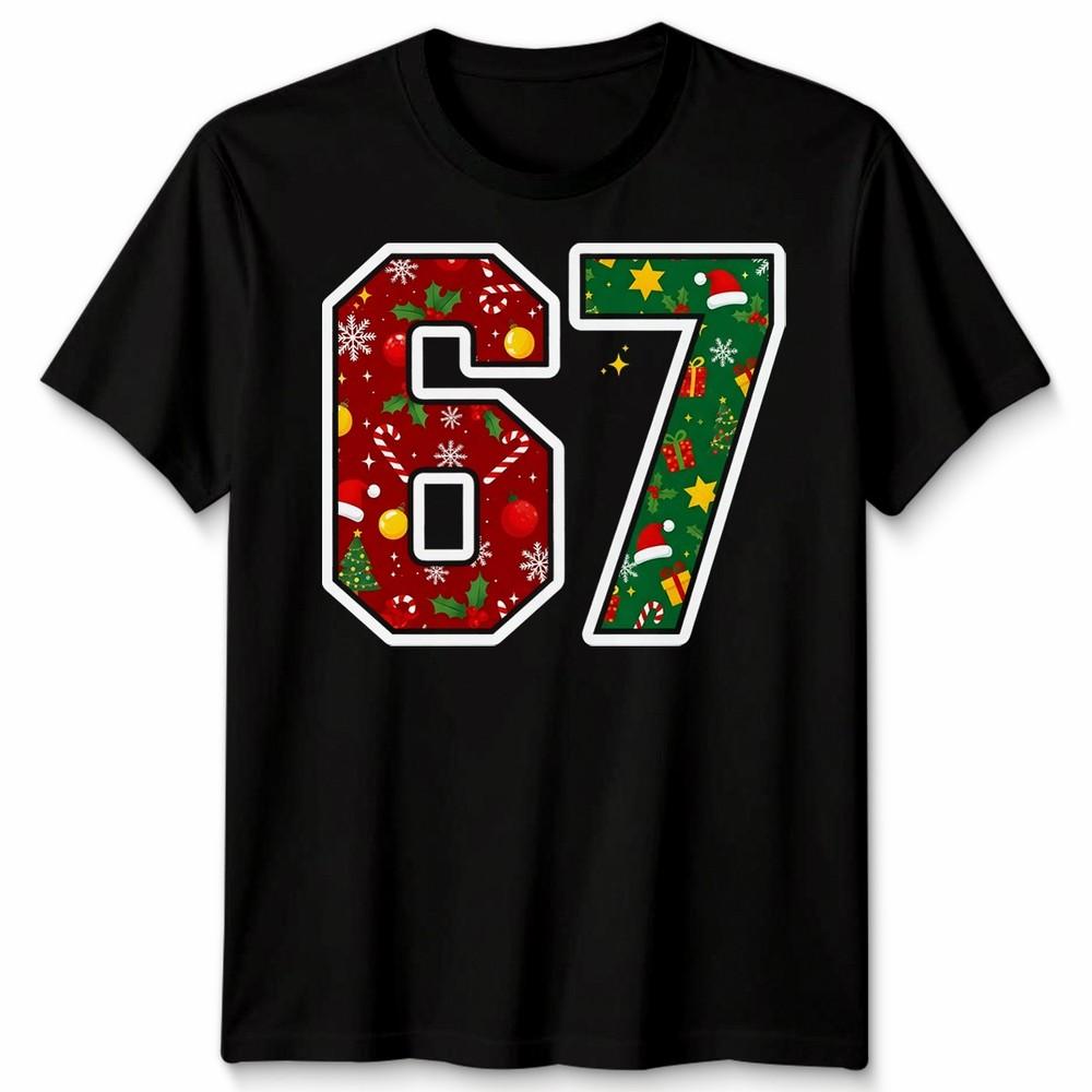 

67 Christmas Number Mens T-Shirt Womens Tee Festive Holiday Graphic Tee 4XL