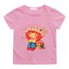 Camiseta Infantil de Algodón 100% Fresa con Pastel Estampado de Dibujos Animados Retro Camisetas Lindas de Manga Corta Casual Cuello Redondo Tops para Niños Camiseta de Anime de Verano