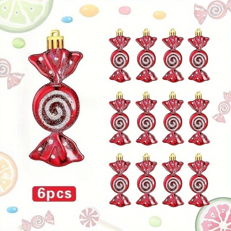 

6pcs Ornaments Christmas Candy Hanging Ornaments Christmas Party Decoration Pendant Christmas Gifts Garland Decoration,6 colors one size fits all