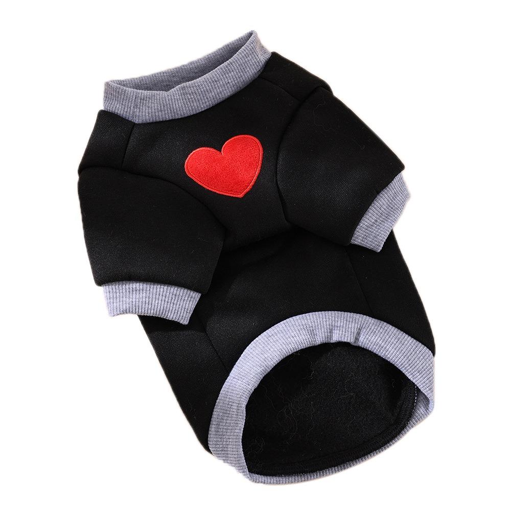 

Love Pattern Warm Dog Hoodie Thickened Puppy Bipedal Clothes Cute Pet Sweater Vest Cat Dog Black - S