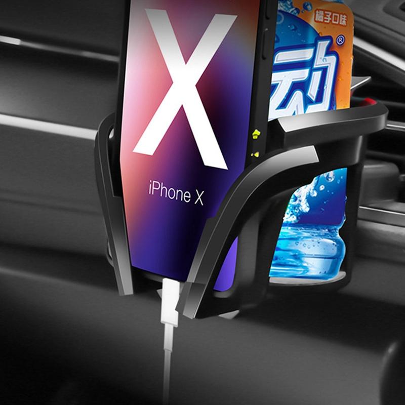 Automotive Cup Holder Drink Barrel Air Vent Phone Holder Bracket Adjustable Mount Mobile Phone Holder
