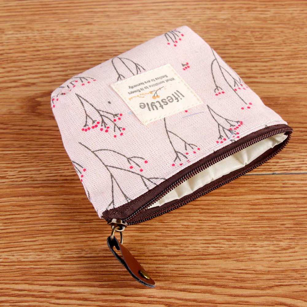 Fashion Card Holder Change Pouch Korean Style Floral Print Zipper Coin Purses Flower Canvas