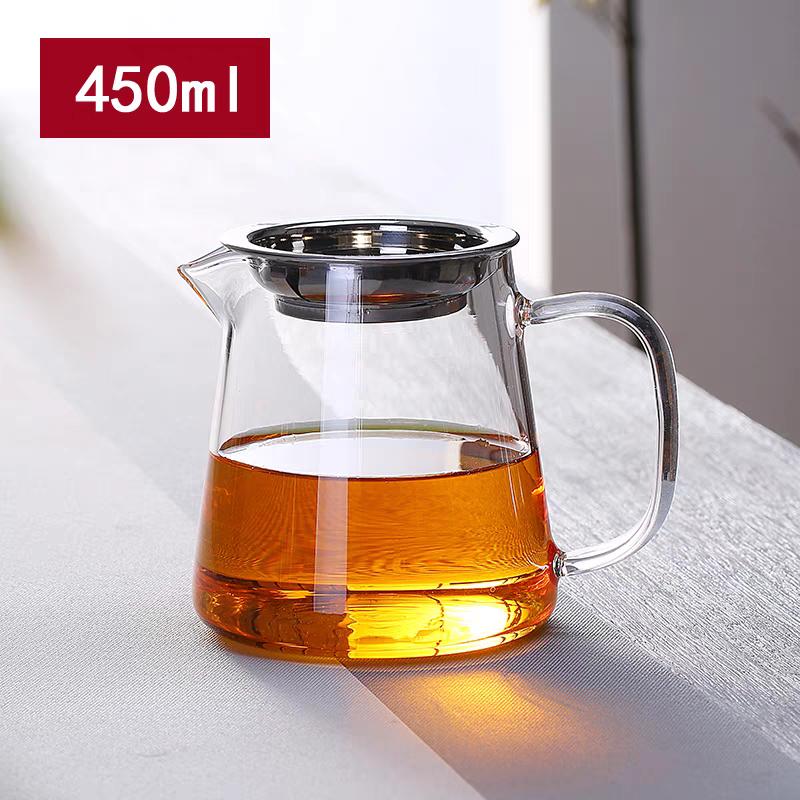 Heat-Resistant Borosilicate Glass Tea Pitcher Set with a Strainer, Chinese Tea Set Accessory, Chahai Divider, Coffee Milk Jug