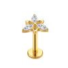 Ready to Ship Classic 24K Gold Plated Titanium Labret Stud Body Jewelry with Zircon for Party & Engagement