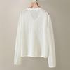 Women's French V-Neck Bamboo Knot Yarn Lightweight Cardigan