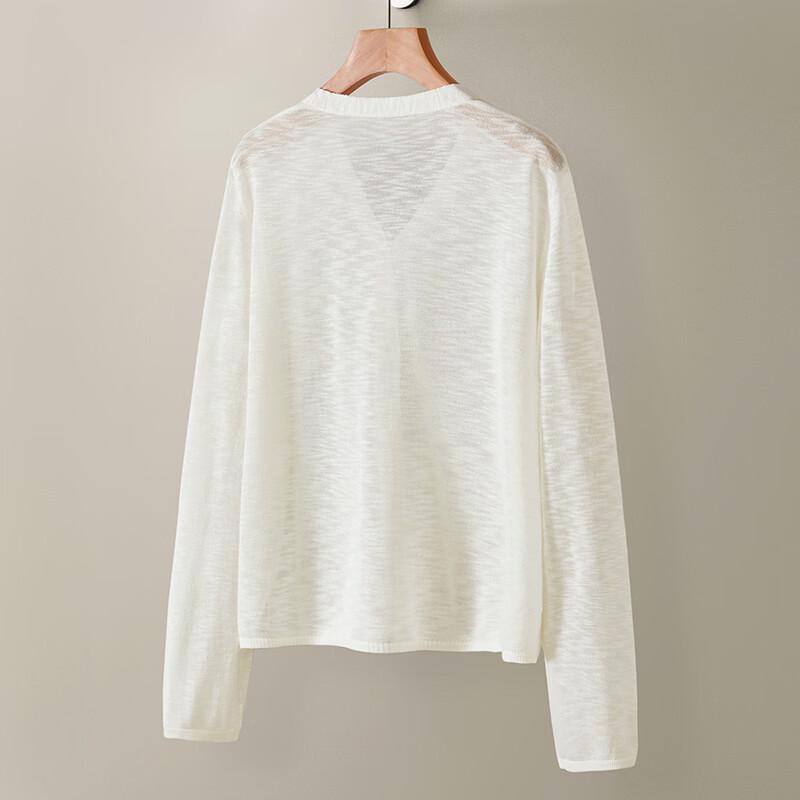 Women's French V-Neck Bamboo Knot Yarn Lightweight Cardigan