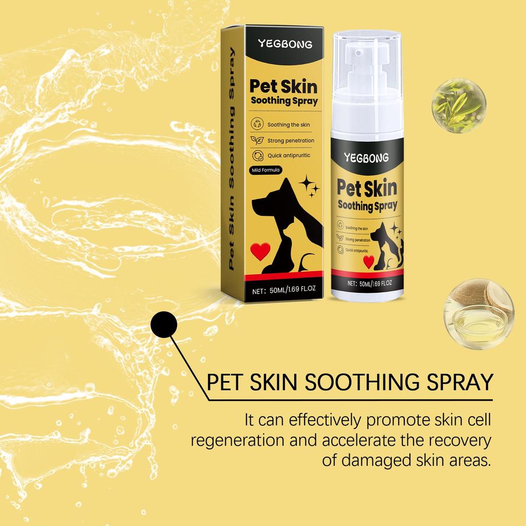 YEGBONG Haustier Hautpflege Spray 50ml, für Katzen und Hunde, milde Inhaltsstoffe lindern Hautbeschwerden bei Haustieren / Haustier Gesundheitspflegeprodukt