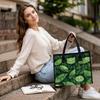 Cute Green Leaf Tote Bag Casual Portable Shopping Handbag for Daily Use