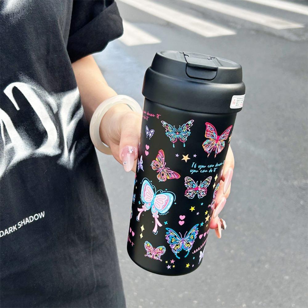 Kawaii 550ML Flask Tumbler Stainless Steel with Tea Strainer Water Cup Butterfly Vacuum Insulateds Cup