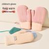 Children's Winter Warm Cashmere-Lined Knitted Mittens with Neck Strap