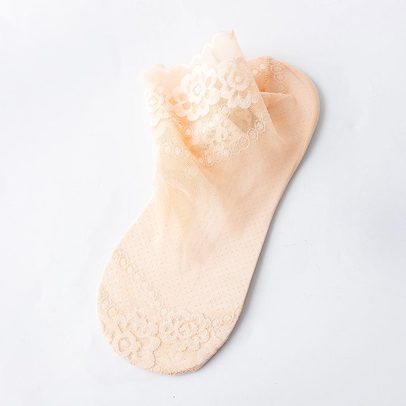 New Women's Non-Slip Invisible Lace Boat Socks - Thin, Hollow, Shallow Bed Sock Design
