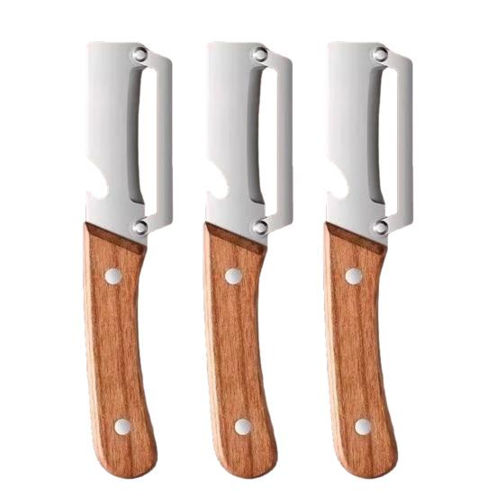 Stainless Steel Vegetable Peeler with Wood Handle Bottle Opener Heavy-Duty Ergonomic Kitchen Tool for Potatoes Pineapple
