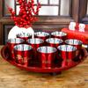 Wedding Double-Layer Stainless Steel Teacup - Red Toasting & Ceremony Joy Cup