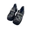 Small Leather Shoes Spring And Summer British Style Square Head Platform Muffin Loafers Women'S Detachable Chain Single Shoes