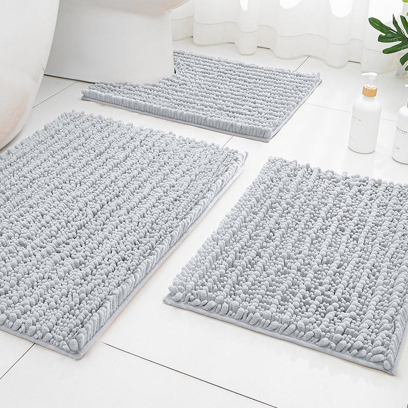 Chenier Solid Color Long Hair Bedside Mat Bedroom Carpet Bathroom Absorbent Floor Mat Bathroom Non-Slip Foot Mat Toilet Door Mat