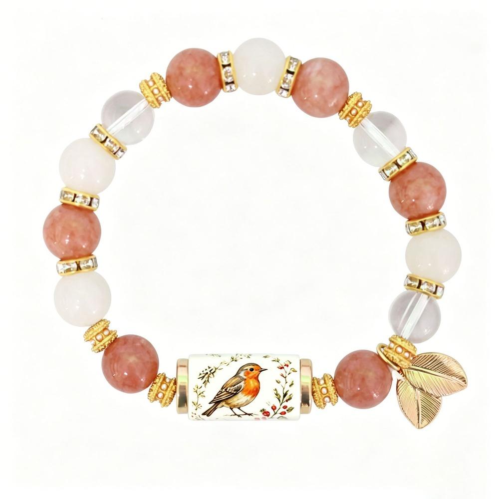 with Pendant Hummingbird Bracelet Elastic Beaded Bracelet Metal Tube Crystal Bracelet  Party Favors