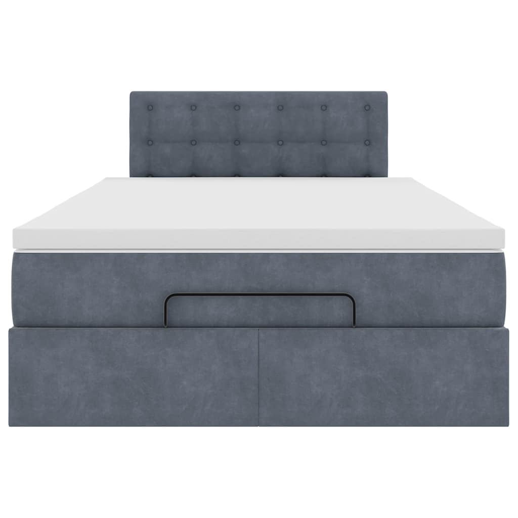 Ottoman Bed with Mattress Dark Grey 120 x 190 cm Velvet