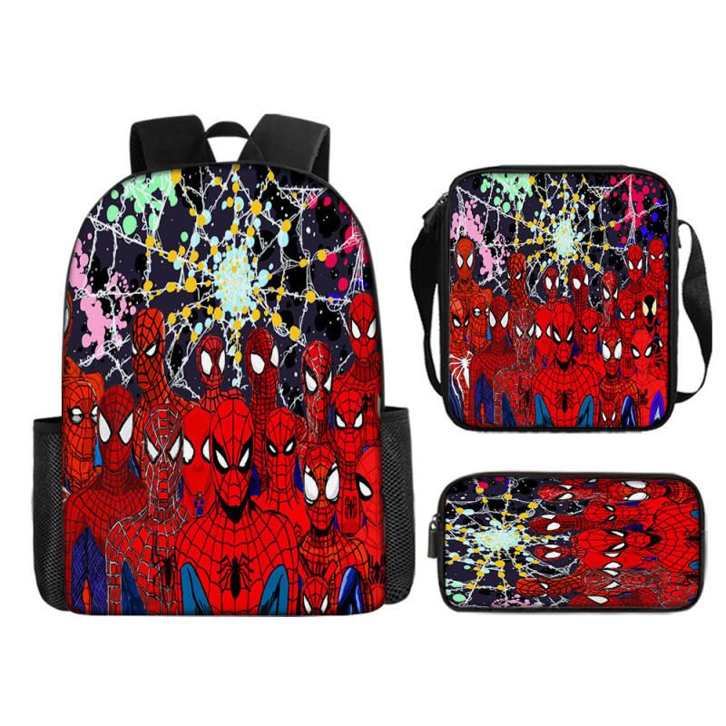 Spiderman Kids Backpack Set With Breathable Oxford Fabric For School Use