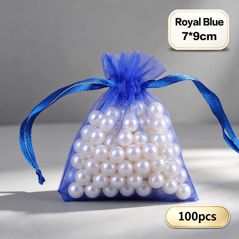 100 stk Bryllup Julegaveposer Organza Gavepose Snoreposer Til Slik Smykker Pose Pakning