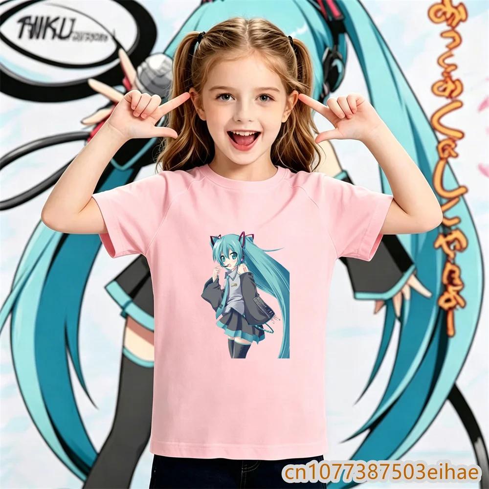 Boys Girls Daily Sportswear 2026 Summer Hatsune Miku Y2K Retro Printed Short Sleeve TShirt Loose Breathable Unisex Fashion Tee