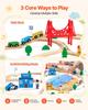 113PCS Wooden Train Set, for Kids Ages 3-8, Wood Train Track Toy with Storage Box, City Scene Railway Playset, Compatible with Major Brands, Christmas
