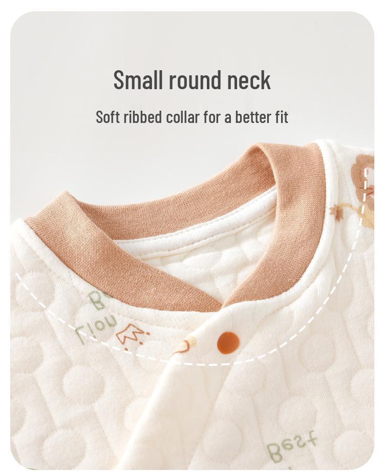 Noworodkowy Pikowany Bawełniany Zestaw Ciepłej Bielizny z Wysokim Stanem na Jesień/Zimę