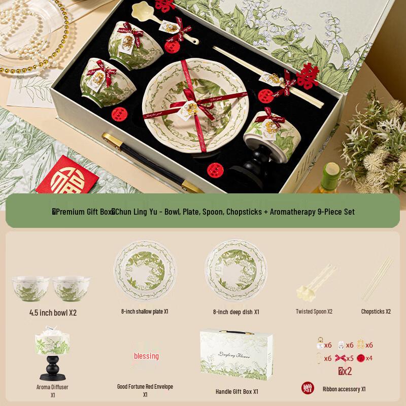 Elegant 9-Piece Bone China Dinnerware Gift Set