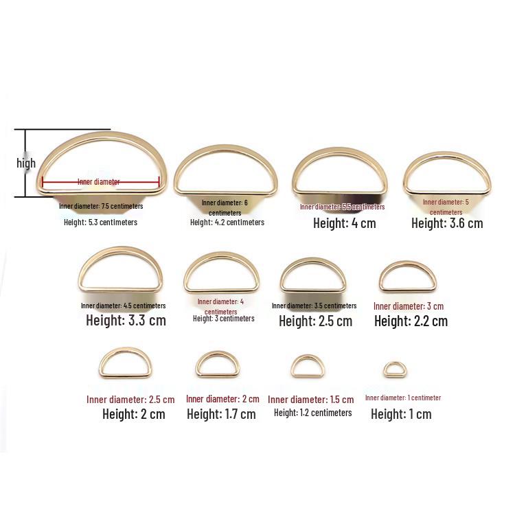 Flacher D-Ring aus Zinklegierung: Hochwertige halbkreisförmige Metall-Taschenschließe