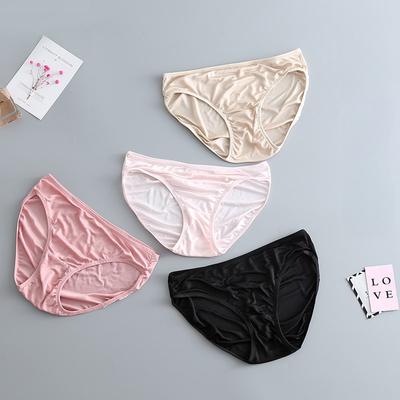 1 Pc Low Waist Sexy Lace Triangle Briefs Silky Smooth and High Elasticity Silk Home Underwear Briefs