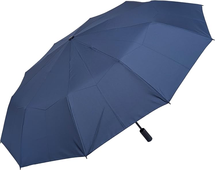 Rose Sangyo Long 10 Mini Folding Solid 61601002 Men's Umbrella, 60cm, Ribs, Umbrella, Navy,