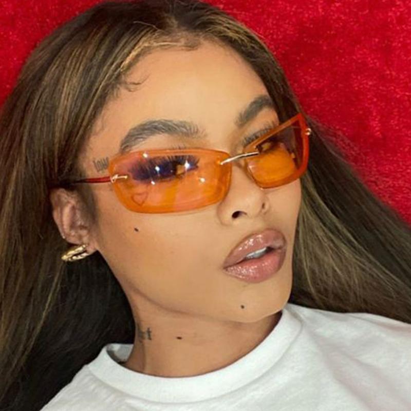 Trendy Y2K Rimless Sunglasses Women Steampunk Goggles Punk Shades UV400 Protection Unisex Outdoor Eyewear