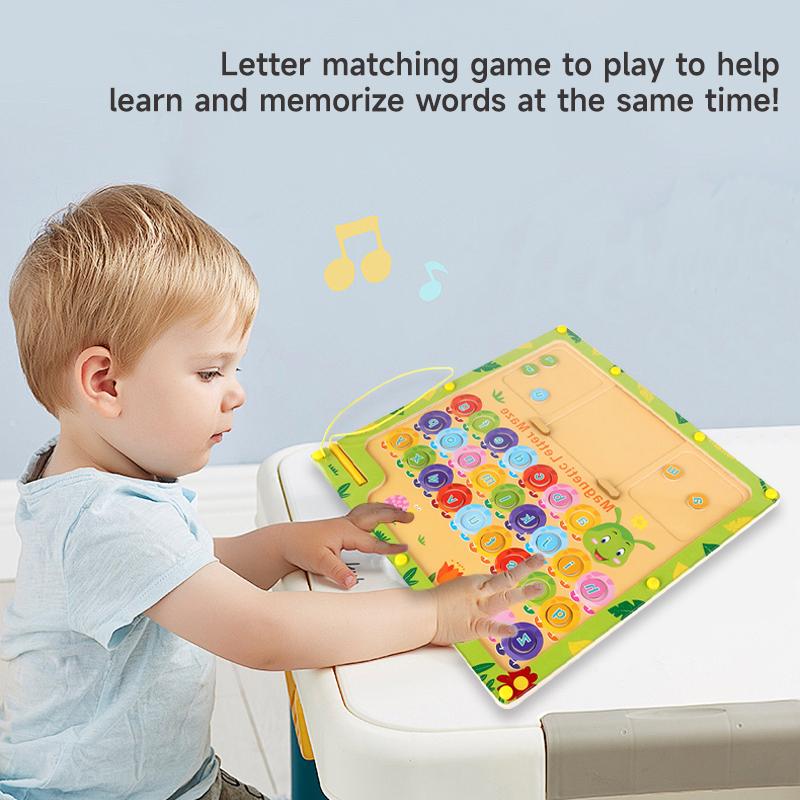 Montessori 2-in-1 Magnetic Number Letter Learning Puzzle Board Bead Maze Toy Children Drawing Board Toys Education Puzzle Games