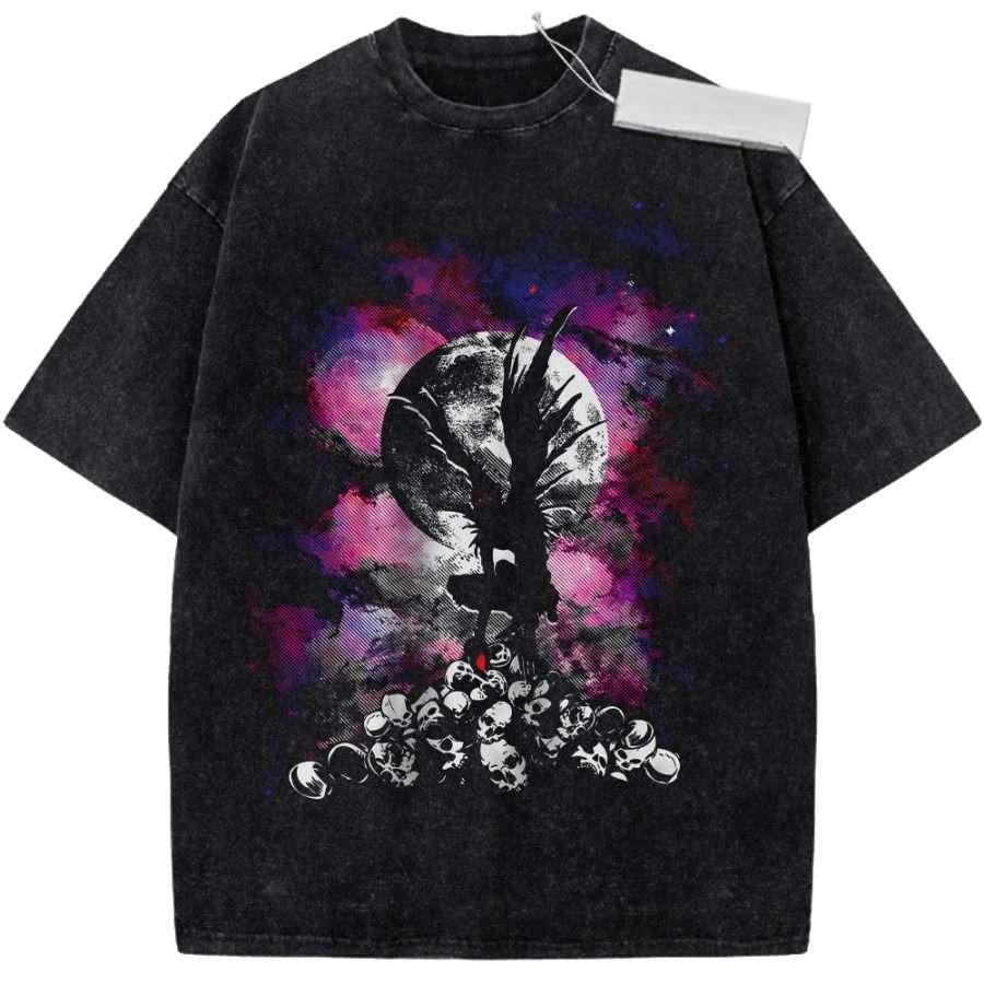 Death Note Vintage Loose Washed Tshirt personality Clothes Suitable for all seasons Retro Fashion Streetwear Trendy Couples tee