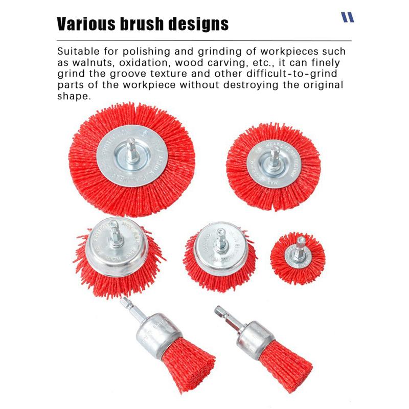 For Drill Rotary Tool Remove Rust/Corrosion/Paint Nylon Abrasive Brush Grit 80/120/180/240 Flat Abrasive Wheel Brush 1/4" Shank