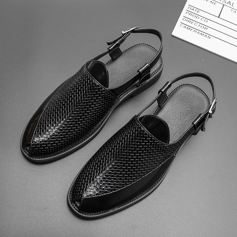 Fashion Black Sandals For Men Buckle Decor Slingback Sandals