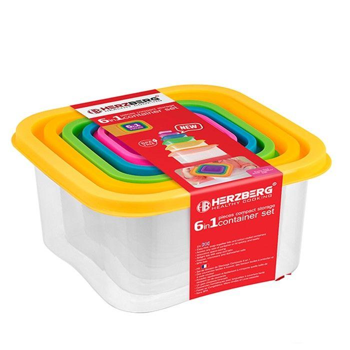 Ensemble de boites de conservations alimentaires 6 pièces Herzberg HGSFS6N1