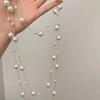 French Style Cream White Imitation Pearl Multi Layer Long Sweater Necklace For Women