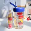 550 ML New Glass Water Bottles With Straw Tea Infuser Filter Clear Cute Flower Tea Water Separation Bottle For Girls School Cups
