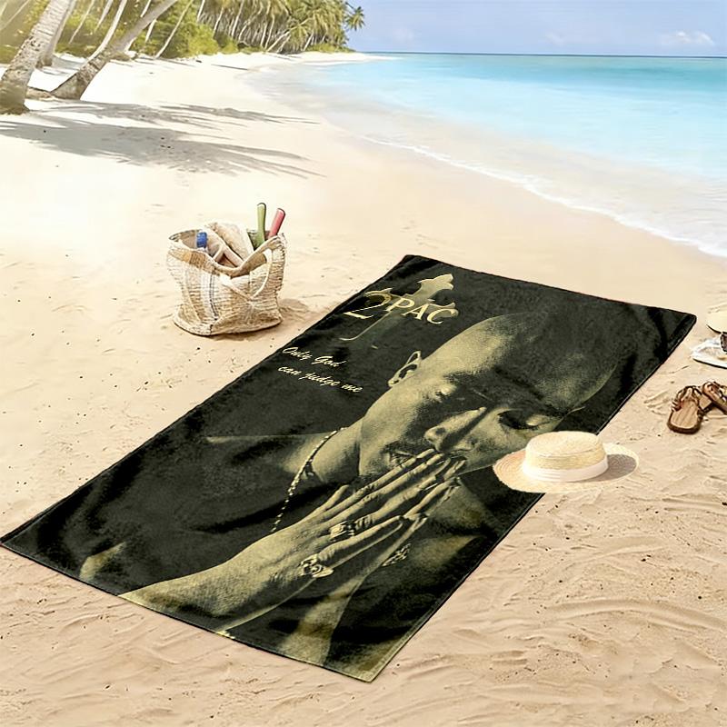 Faith Reflection: 2Pac's Spiritual Journey Beach Towel Outdoor Camping Beach Quick-drying Swim Towel Swim Absorbent Bath Towel Comfort Printing