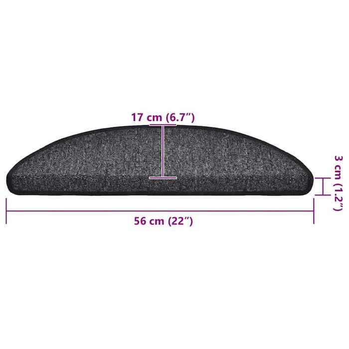 VidaXL Tapis d'escalier 20 pièces 56 x 17 x 3 cm Anthracite Demi-rond 3365781