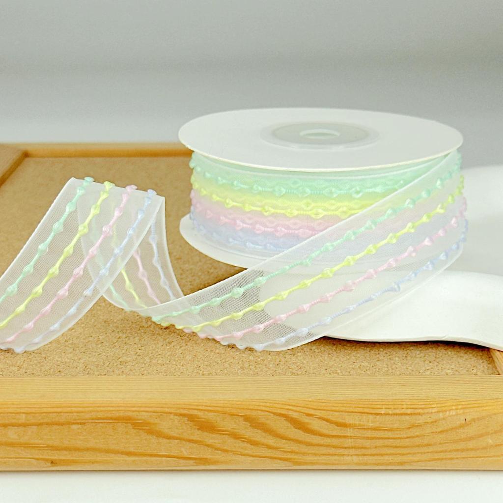 Spring Macaron Organza Ribbon - Semi-transparent Silk for Gift Wrapping, Floral Décor, and Baking Decoration