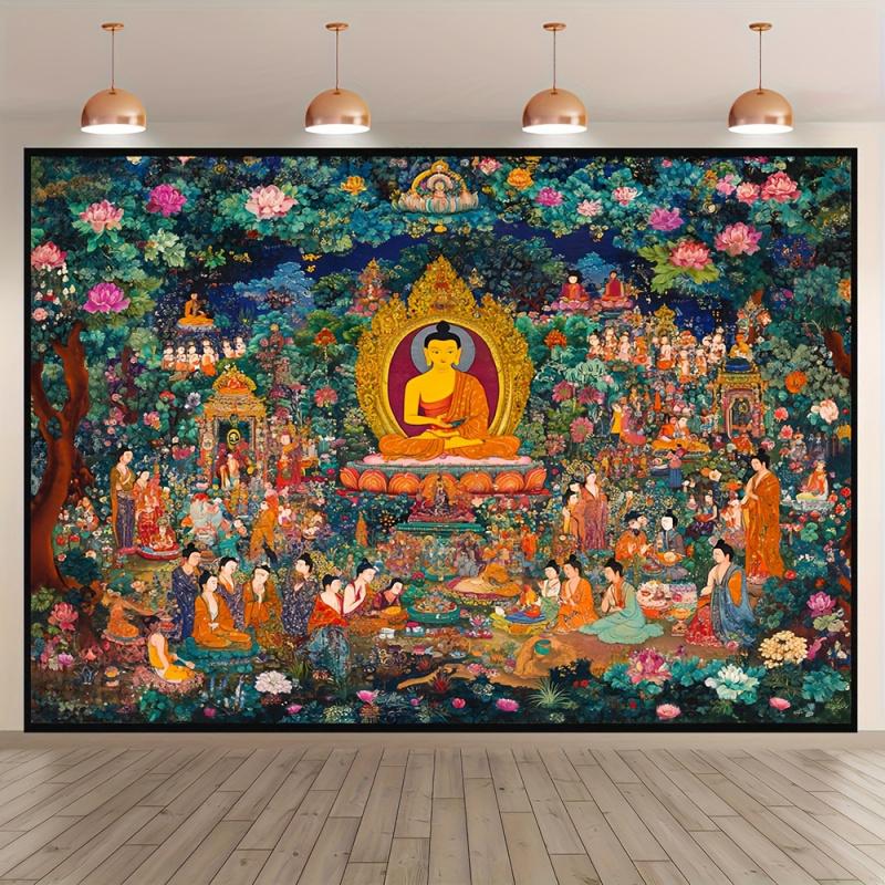 Tibetan Buddhism Thangka Art Wall Tapestry Living Room Meditation Room Yoga Room Decoration Tapestry Home Decoration 100X70CM