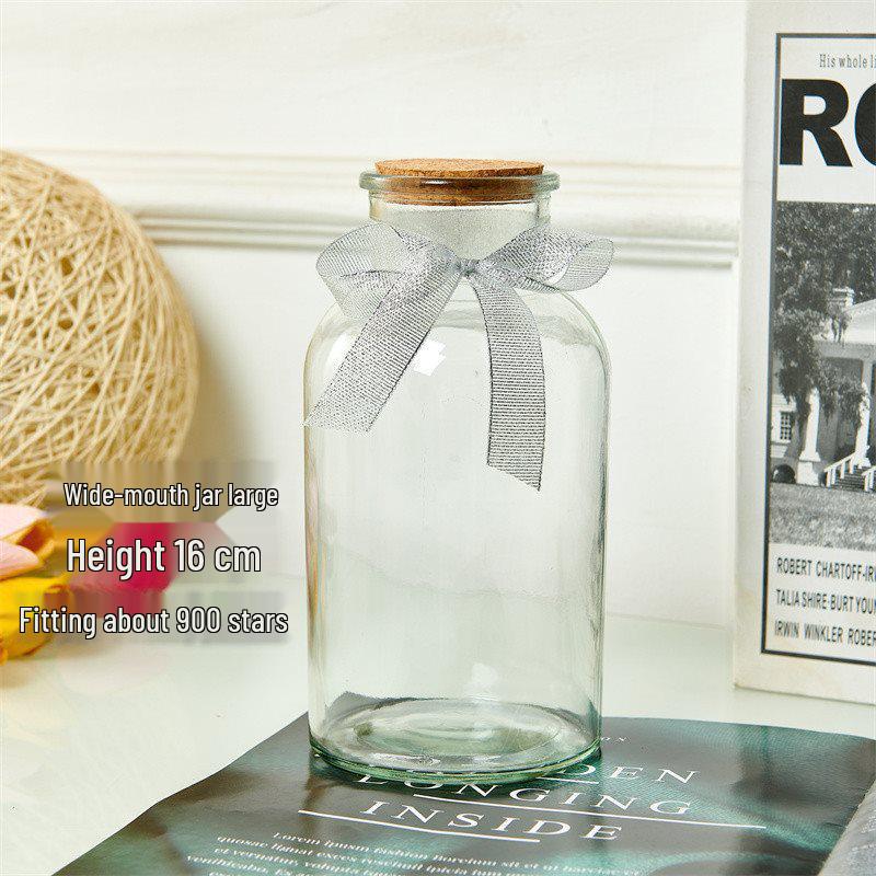 Creative Glass Bottle with Sand, Shells, Lucky Stars, Paper Cranes, and Rainbow Pentagrams