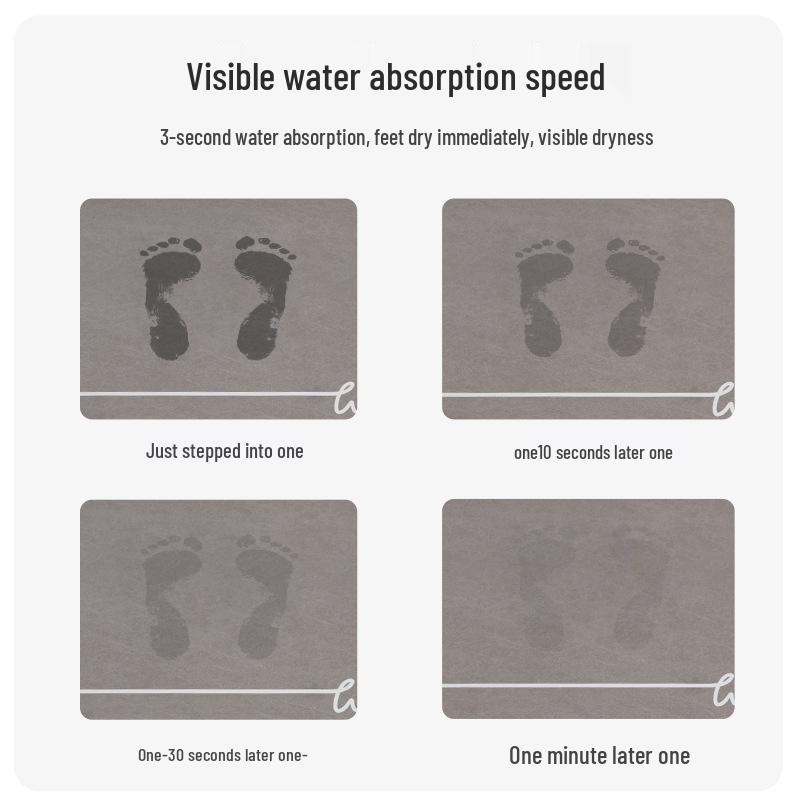 Diatomaceous Earth Non-slip Bathroom Floor Mat - Absorbent, Minimalist, Dirt-resistant Mat