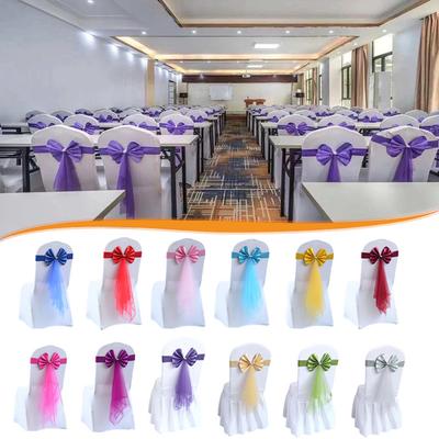 1 PZ Fiocco Decorativo Elastico Romantico Rete Decorazione Matrimonio Multicolore Ornamento Poliestere Accessori Hotel