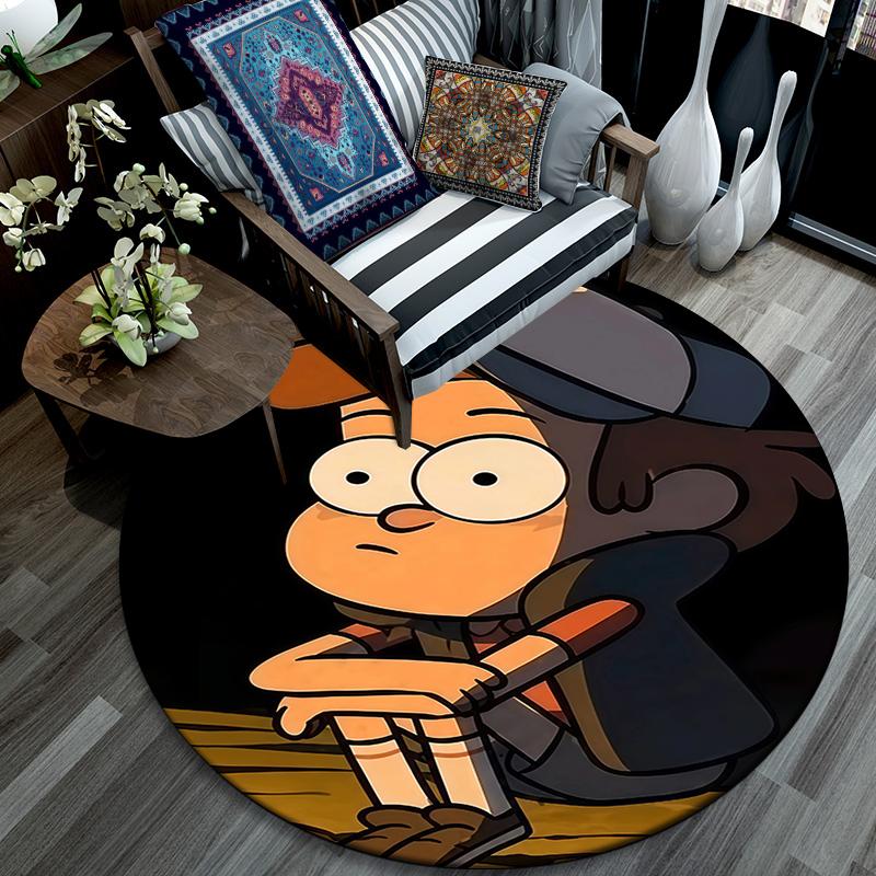 Dipper Pines pattern round rug,Carpet Rug for Living Room Bedroom Playroom ,Non-slip Floor Mat,Holiday Gifts and Birthday Gifts.